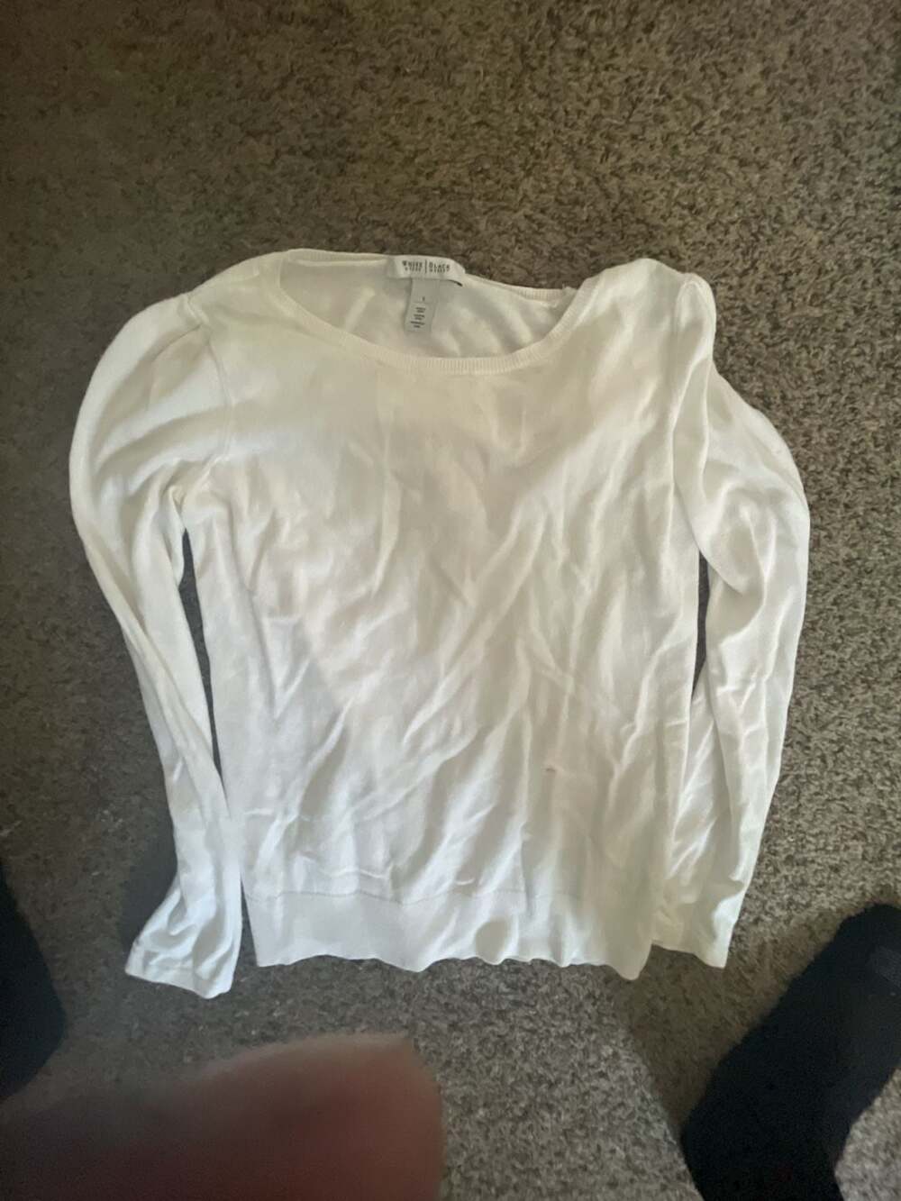 White House Black Market Women's White Lightweight Crew Neck Knit Top